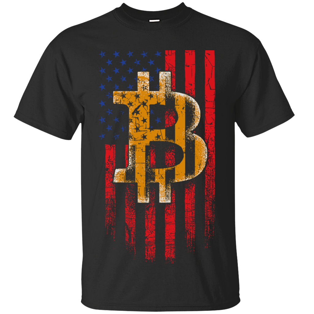 Bitcoin USA American Flag Digital Crypto Currency Money Distressed Gift Unisex T-Shirt