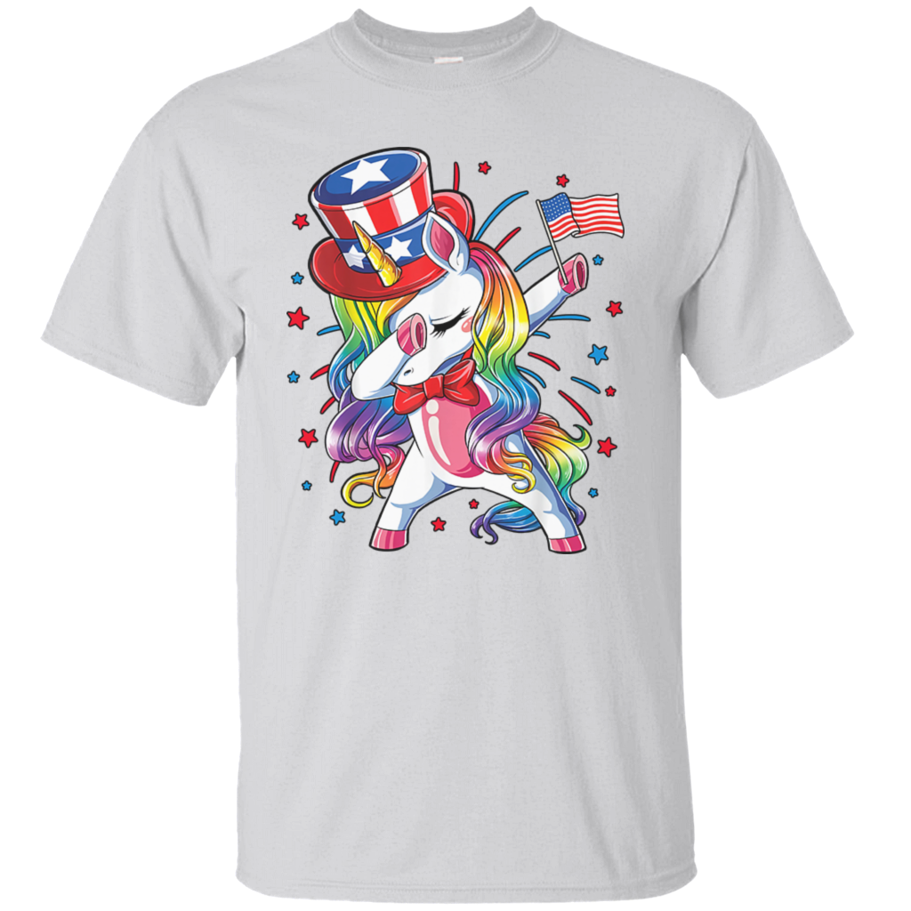 Dabbing Unicorn Dance Independence Day July 4th American Flag Gift Unisex T-Shirt