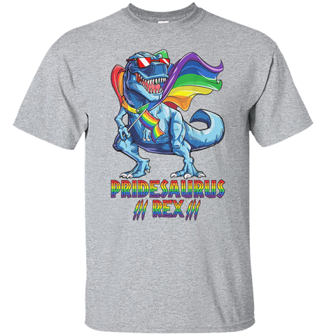 Pridesaurus Rex LGTBQ Pride Rainbow Dino Dinosaurus Trex American Flag Gift Unisex T-Shirt