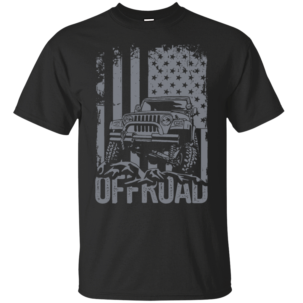 Off-Road Car 4x4 Vehicle Independence Day July 4th American Flag Mountains Adventure Explore Gift Unisex T-Shirt