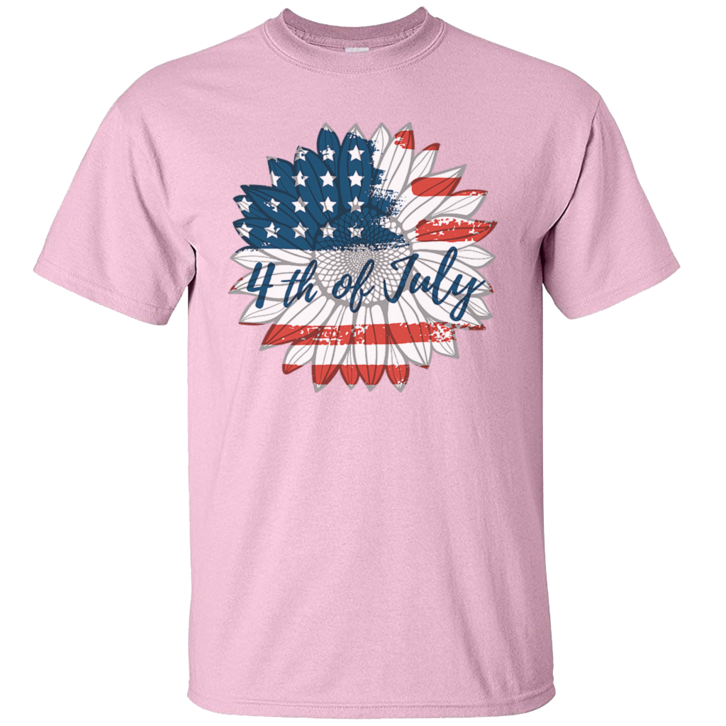 Independence Day July 4th Sunflower American Flag US Veteran Army American Flag Gift Unisex T-Shirt