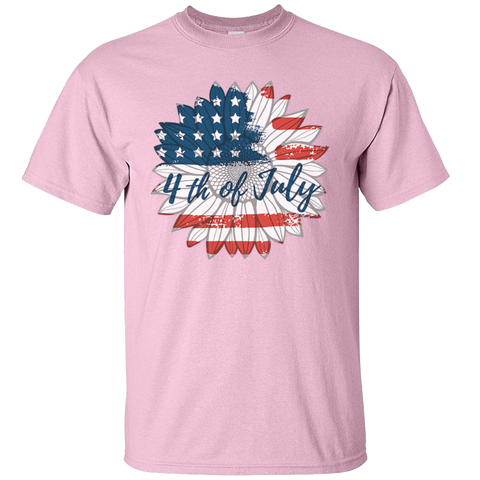 Independence Day July 4th Sunflower American Flag US Veteran Army American Flag Gift Unisex T-Shirt