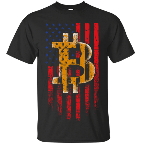 Bitcoin USA American Flag Digital Crypto Currency Money Distressed Gift Unisex T-Shirt