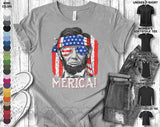 Merica Lincoln Independence Day July 4th American Flag US Veteran Army American Flag Gift Unisex T-Shirt
