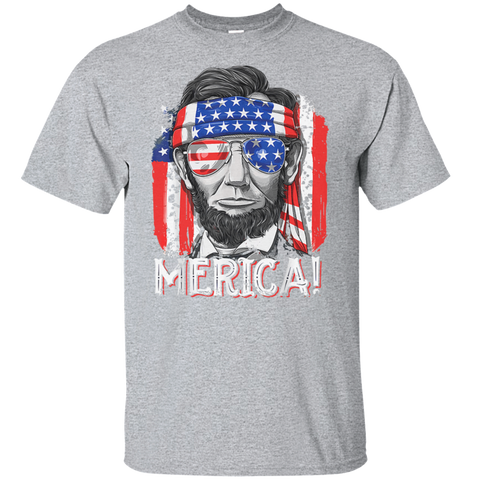 Merica Lincoln Independence Day July 4th American Flag US Veteran Army American Flag Gift Unisex T-Shirt