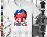 Merica Lips American Flag Patriotic Independence Day July 4th Gift Unisex T-Shirt