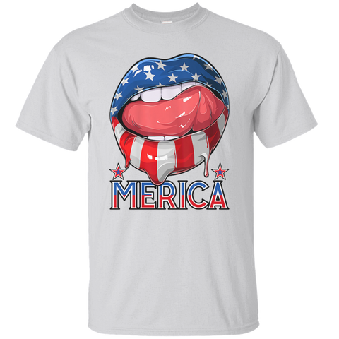 Merica Lips American Flag Patriotic Independence Day July 4th Gift Unisex T-Shirt
