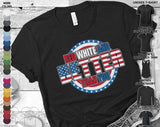 Red White Blue Logo Independence Day July 4th American Flag US Veteran Army Soldier Gift Unisex T-Shirt