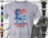 Amerisaurus Rex Mericasaurus Dino Dinosaurus Trex Independence Day July 4th American Flag Gift Unisex T-Shirt