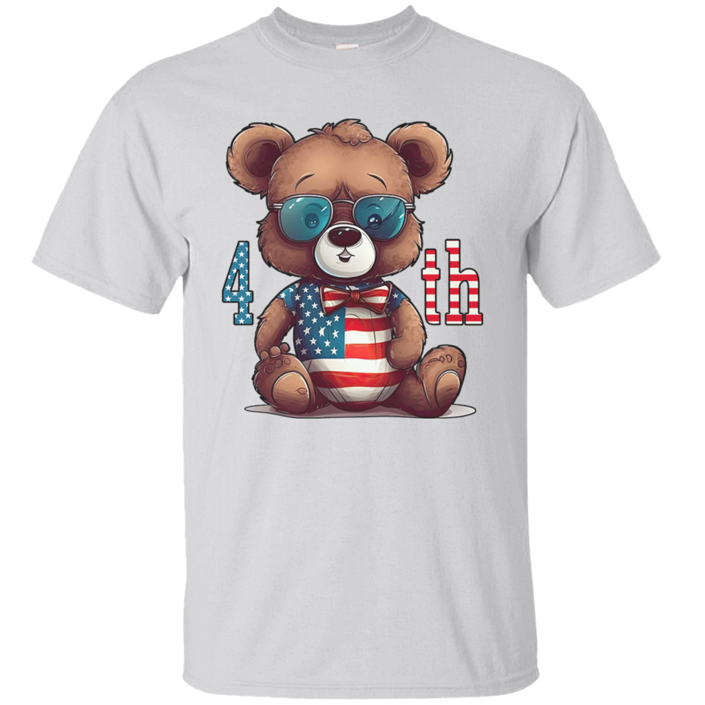 Teddy Bear Grizzly Flag Patriotic Independence Day July 4th US Veteran Army Gift Unisex T-Shirt
