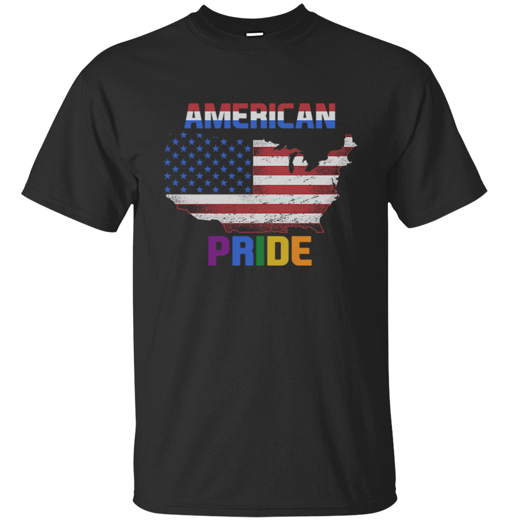 American Pride LGTBQ Rainbow Freedom Peace American Flag Independence Day July 4th Gift Unisex T-Shirt