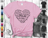 Mama Heart Word Mother's Day Mom Mammy Dad Love Family Gift Unisex T-Shirt