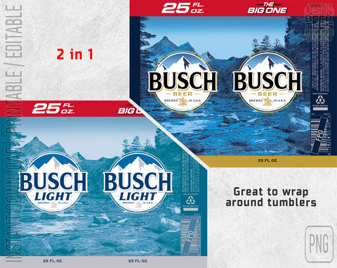 2 in 1 Busch Light Latte Beer Logo Inspired Can Wrap Limited Edition Great to wrap around tumblers PNG File Printable