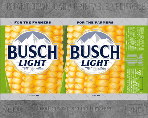 Busch Light For Farmers Beer Inspired Unofficial Logo Inspired Can Wrap Great to wrap around tumblers PNG