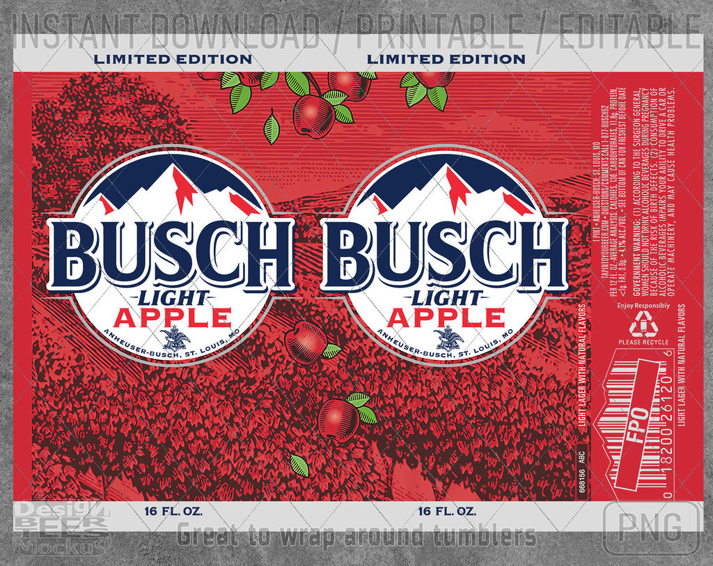 Busch Light Apple Beer Inspired Unofficial Logo Can Tumblers Wrap