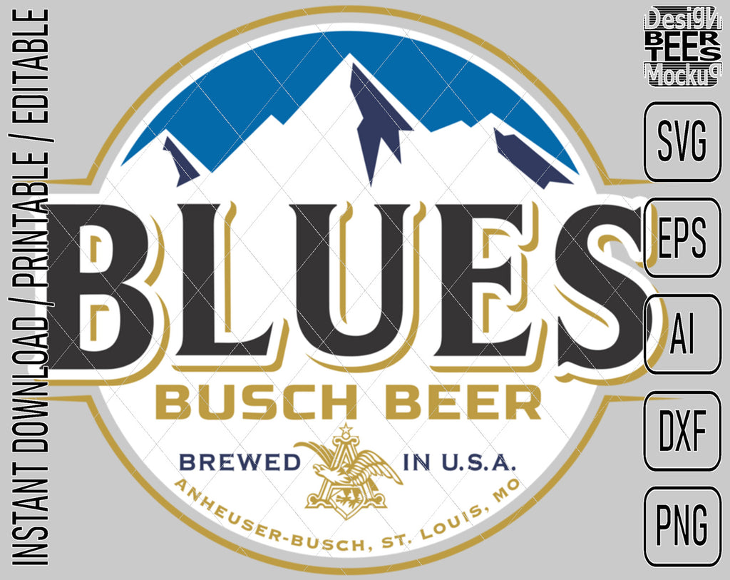 Blues Busch Light Beer T-Shirt Custom Designed Color Worn Label