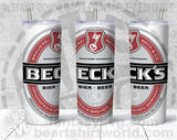 Beck's Beer Inspired Unofficial Logo Can Tumbler Wrap PNG