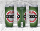 Beck's Beer Inspired Unofficial Logo Can Tumbler Wrap PNG