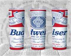 Budweiser Logo Can Tumbler Wrap PNG SVG Digital Download