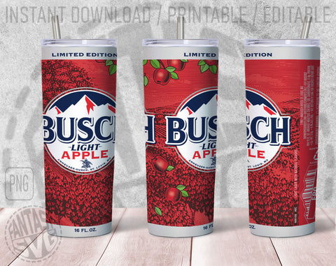 Busch Light Apple Beer Inspired Unofficial Logo Can Wrap Great to wrap around tumblers PNG