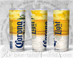 Corona Extra Light Logo Can Tumbler Wrap PNG SVG Digital Download