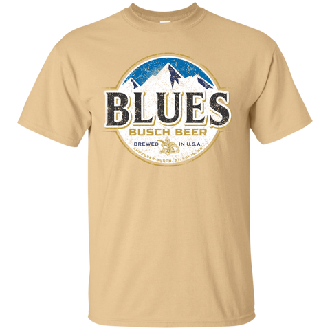 Blues Busch Light Beer T-Shirt Custom Designed Color Worn Label Patter –